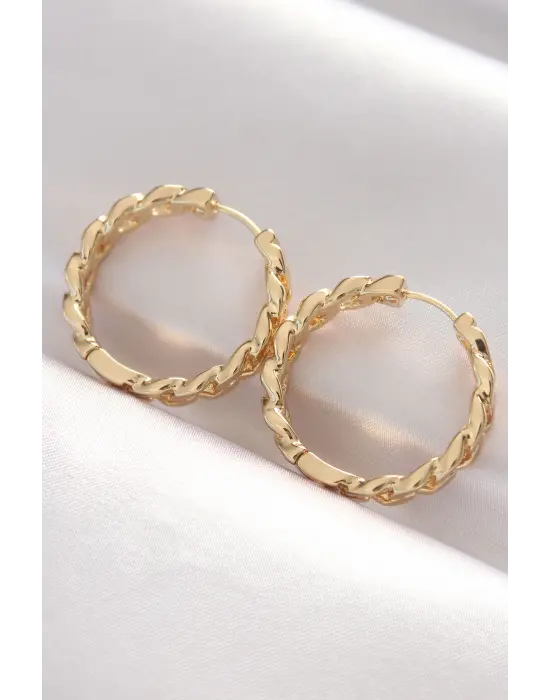  Altın Zincir Model Halka Küpe