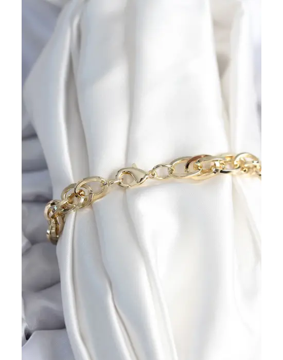 Pirinç Gold Renk Zincir Model Kadın Bileklik