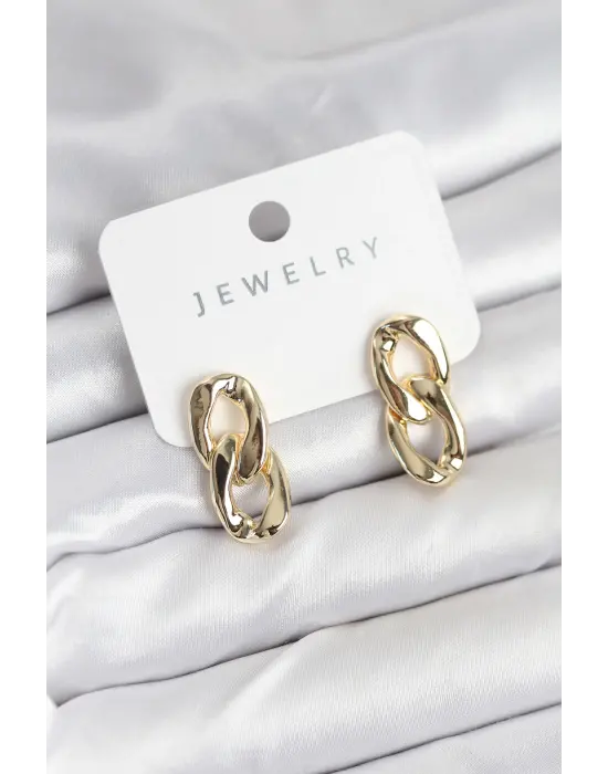 Pirinç Gold Renk Zincir Model Kadın Küpe