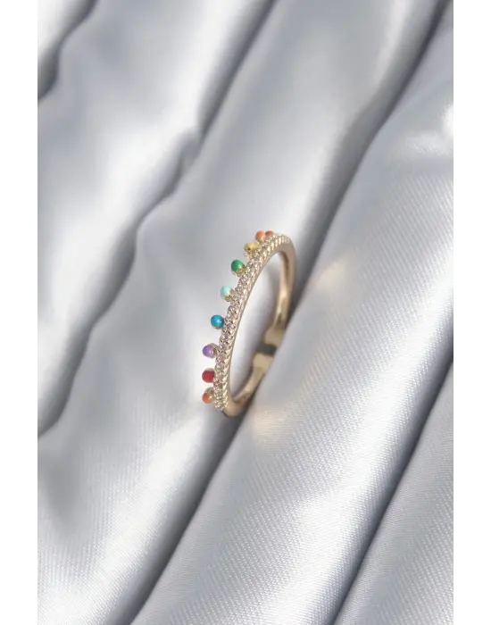  Altın Zirkon Taş Detay Çelik Yüzük