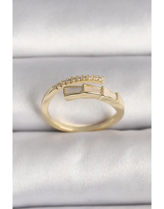  Altın Zirkon Taş Detaylı Yılan Model Ayarlanabilir Yüzük