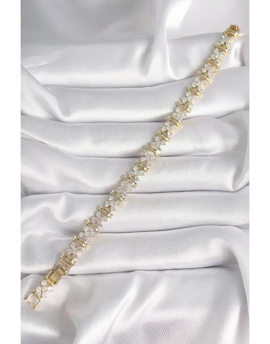 Pirinç Gold Renk Zirkon Taşlı Çiçek Model Xuping VIP Exclusive Seri Bileklik