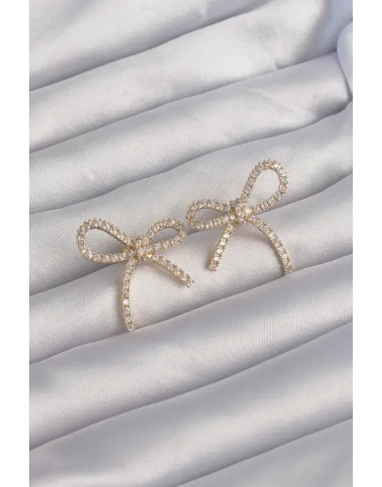  Altın Zirkon Taşlı Fiyonk Küpe