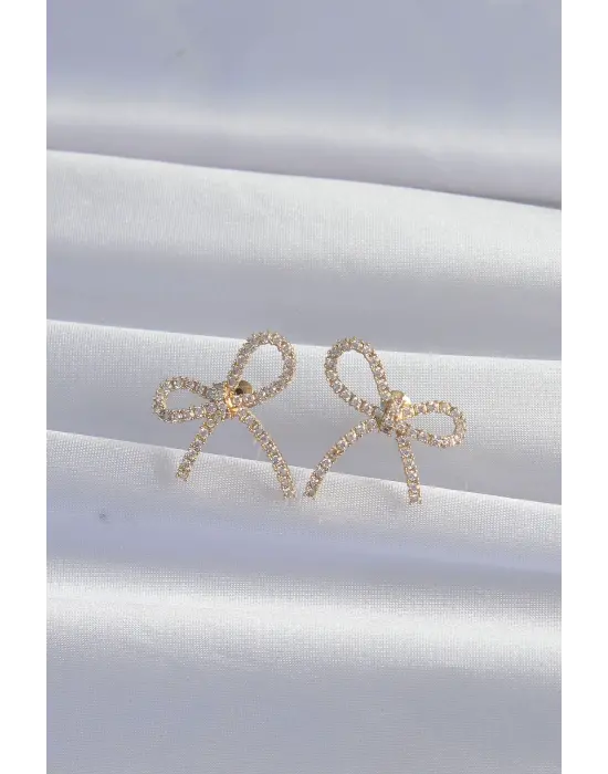  Altın Zirkon Taşlı Fiyonk Küpe