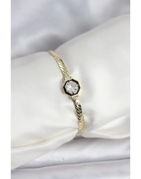 Pirinç Gold Renk Zirkon Taşlı Çelik Kadın Bileklik Xuping