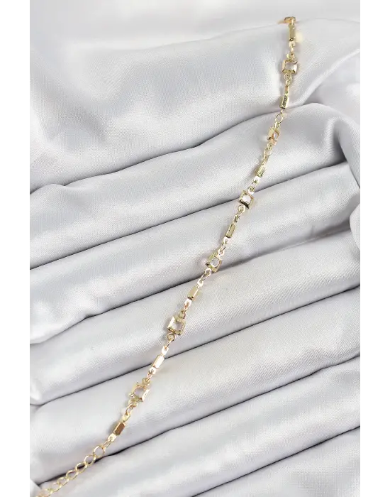 Pirinç Gold Renk Zirkon Taşlı Kadın Bileklik