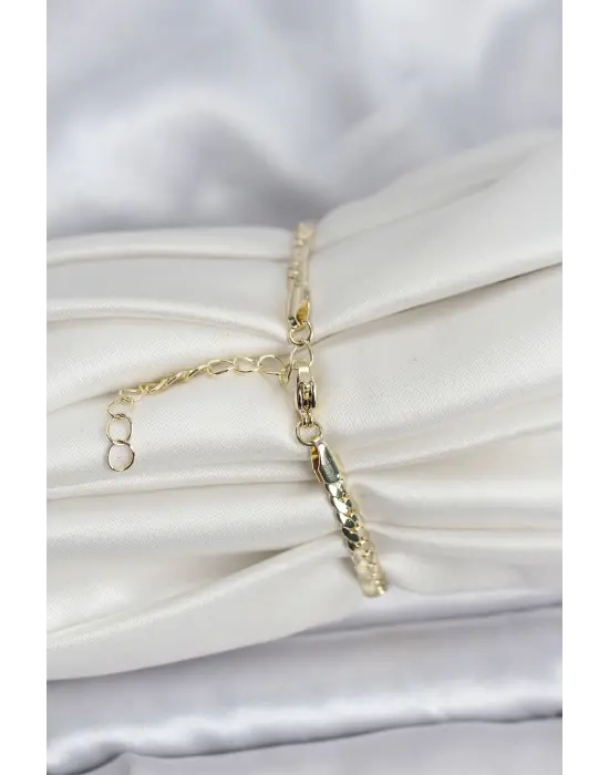 Pirinç Gold Renk Zirkon Taşlı Çelik Kadın Bileklik Xuping