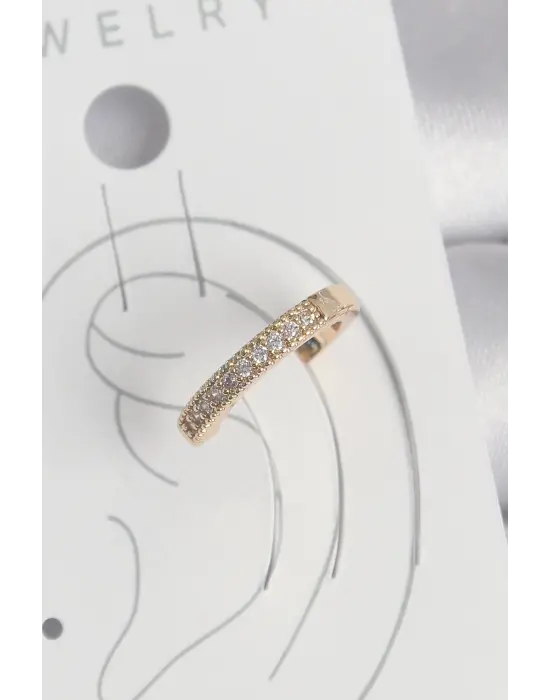 Çelik Gold Renk Zirkon Taşlı Kadın Kıkırdak Küpe