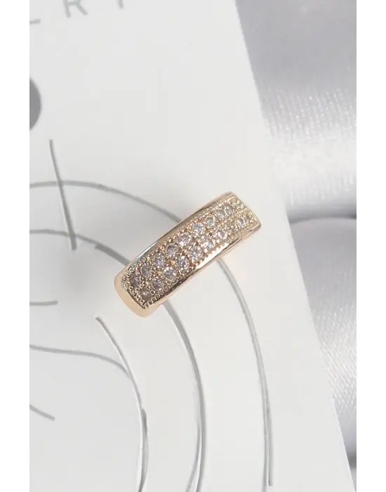 Çelik Gold Renk Zirkon Taşlı Kadın Kıkırdak Küpe