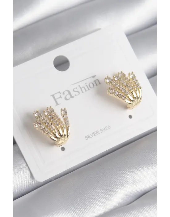  Altın Zirkon Taşlı Çelik Küpe