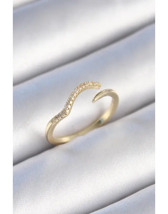  Altın Zirkon Taşlı Çelik Yüzük