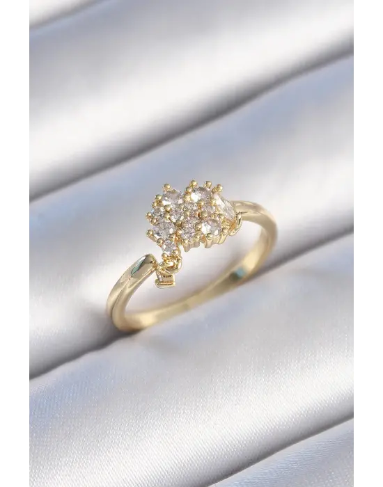  Altın Zirkon Taşlı Çelik Yüzük