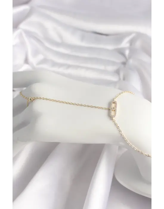 Çelik Gold Renk Zirkon Taşlı Messika Model Kadın Şahmeran