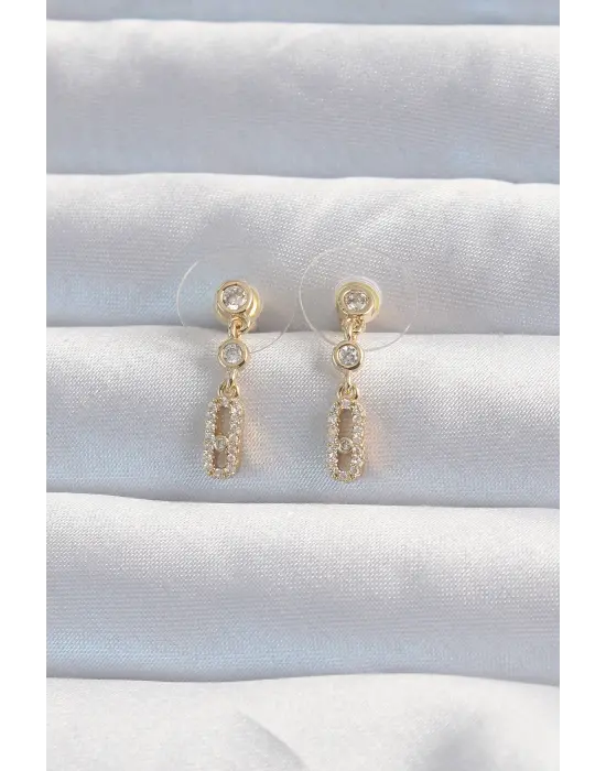  Altın Zirkon Taşlı Minimal Messika Küpe