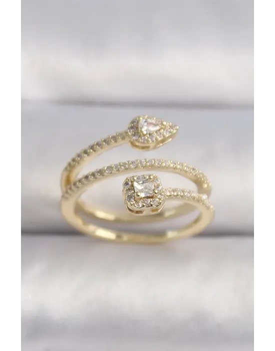  Altın Zirkon Taşlı Ok Model VIP Seri Çelik Yüzük