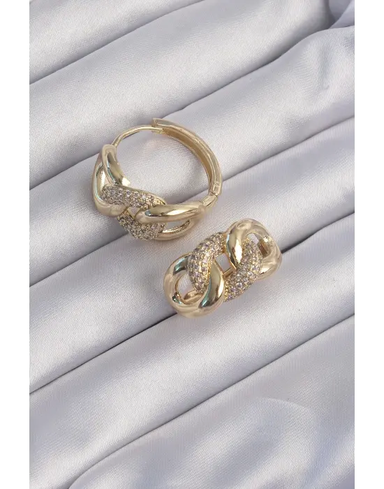  Altın Zirkon Taşlı Samanyolu Küpe