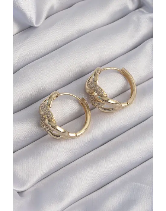  Altın Zirkon Taşlı Samanyolu Küpe