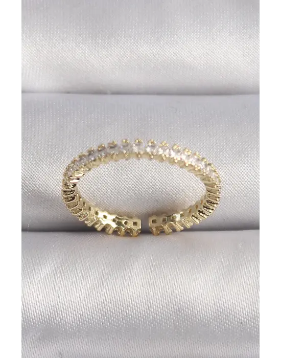  Altın Zirkon Taşlı Su Yolu Model VIP Seri Çelik Yüzük