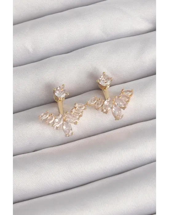  Altın Zirkon Taşlı V Model Küpe