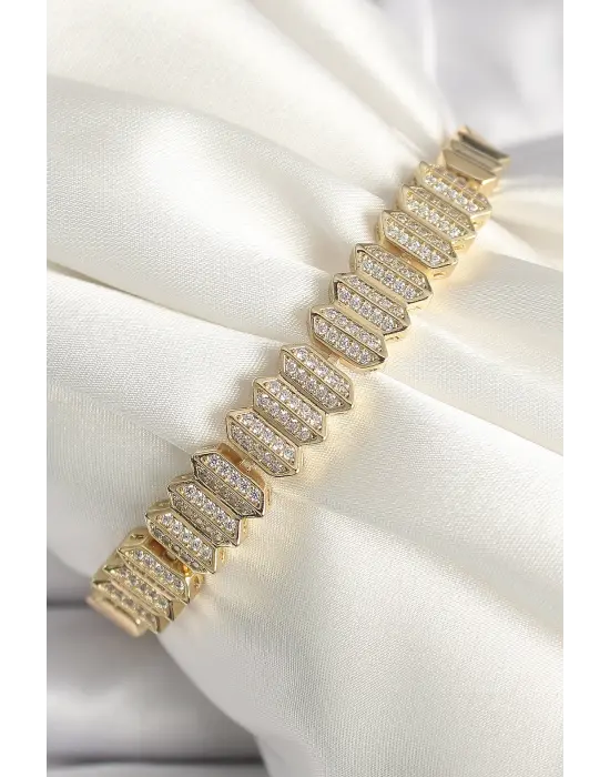 Pirinç Gold Renk Zirkon Taşlı Xuping Exclusive VIP Seri Kadın Bileklik