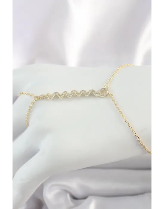 Pirinç Gold Renk Zirkon Taşlı Yılan Model Kadın Şahmeran