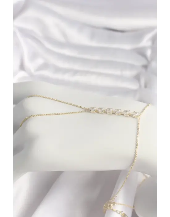 Çelik Gold Renk Zirkon Taşlı Yıldız Model Kadın Şahmeran