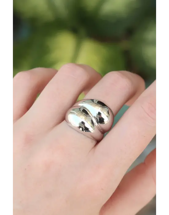  Gümüş Ayarlanabilir Damla Yüzük