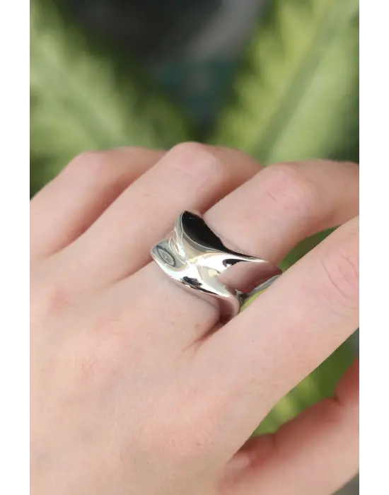  Gümüş Ayarlanabilir Kalın Ezme Yüzük