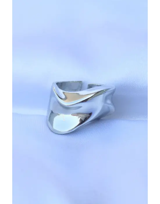  Gümüş Ayarlanabilir Kalın Ezme Yüzük