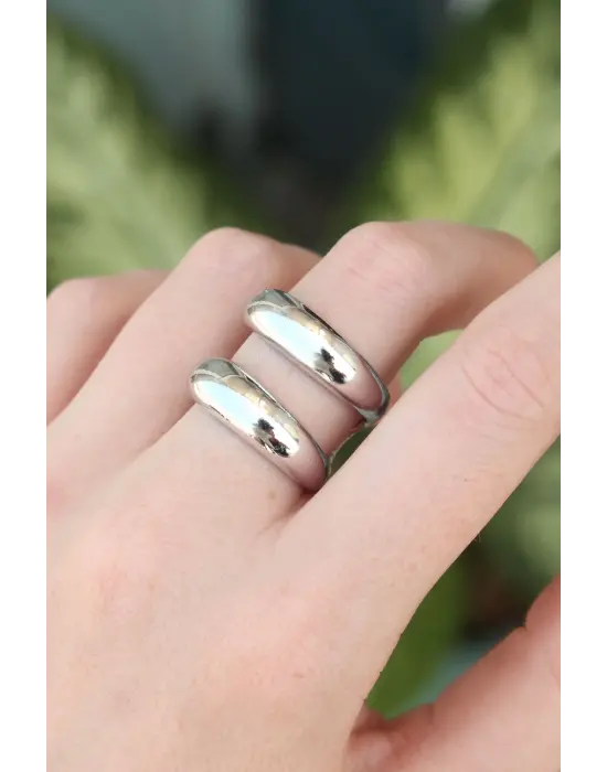  Gümüş Ayarlanabilir Şerit Yüzük