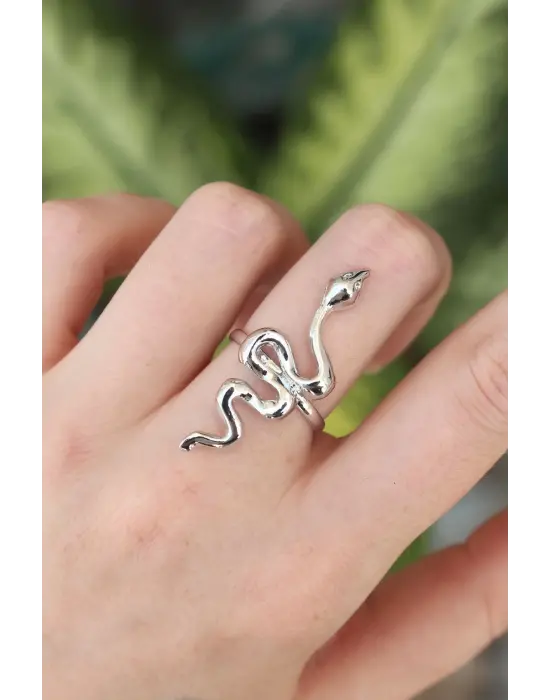 Gümüş Ayarlanabilir Yılan Yüzük