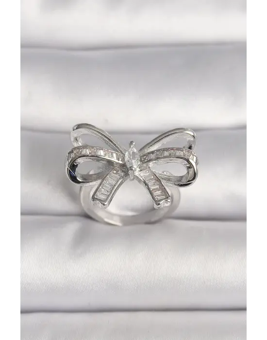  Gümüş Ayarlanabilir Zirkon Taşlı Kurdele Model Kadın Kolye