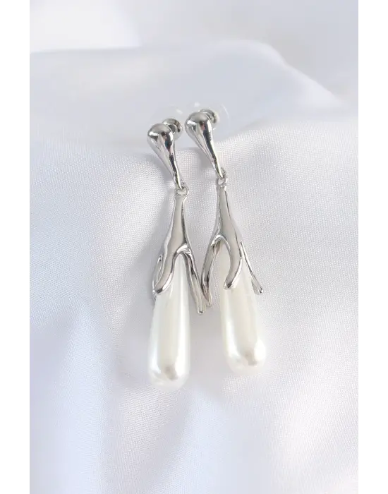  Gümüş Beyaz Taşlı Küpe