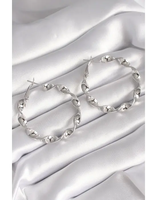  Gümüş Burgu Halka Model Çelik Küpe