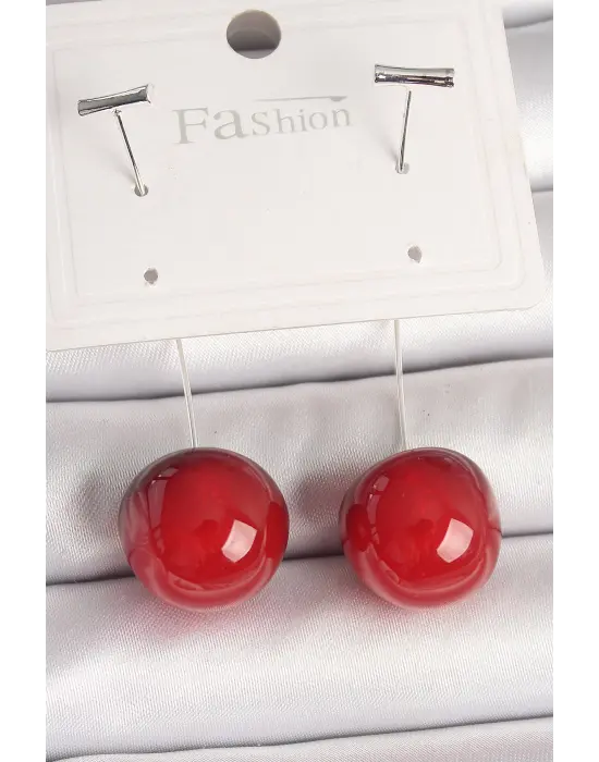 Pirinç Gümüş Renk Çivi Kiraz Model Kadın Küpe