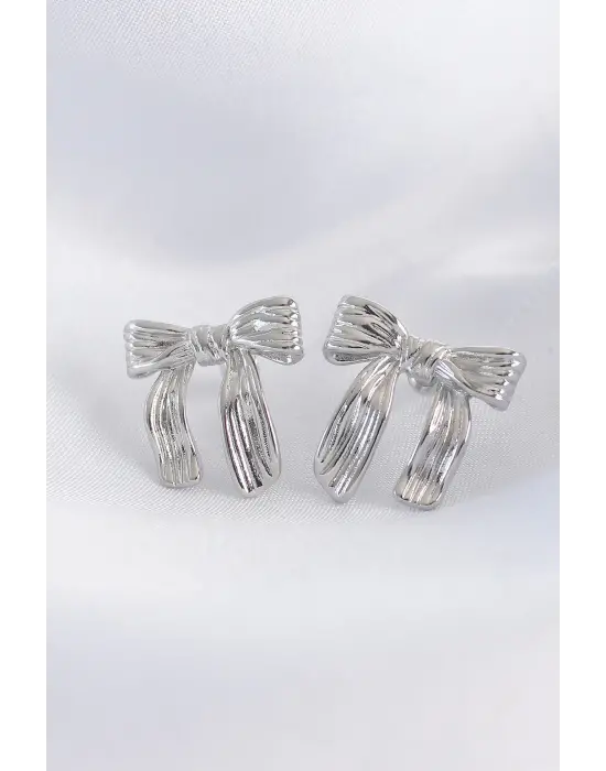  Gümüş Çizgi Detay Fiyonk Küpe