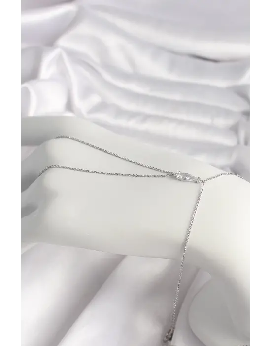 Çelik Gümüş Renk Damla Zirkon Taşlı Kadın Şahmeran