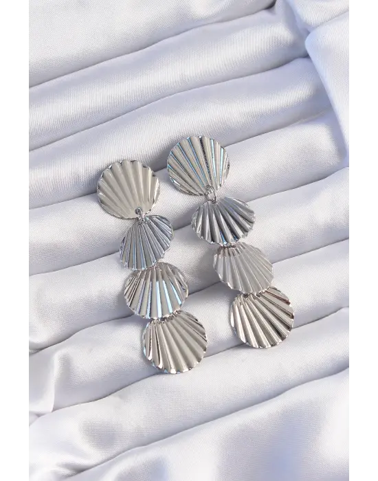  Gümüş Deniz Kabuğu Model Sallantılı Küpe