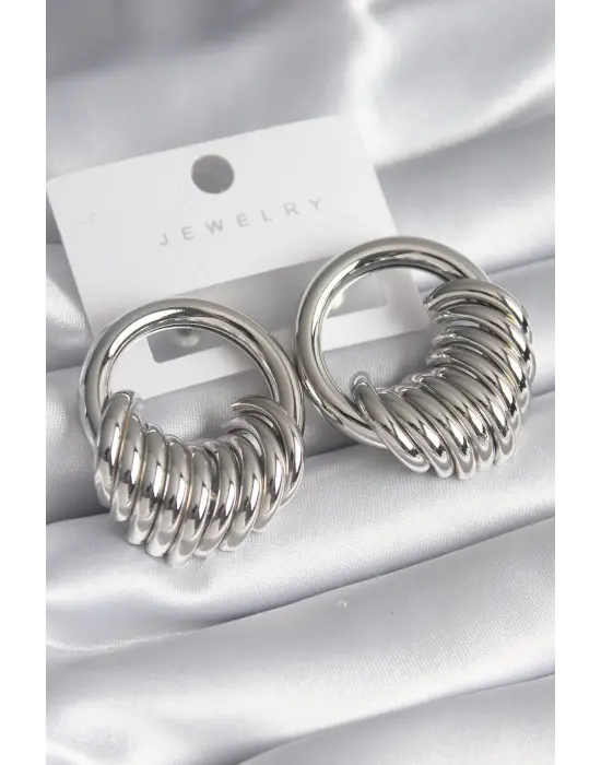  Gümüş Halka Sarmal Model Çelik Küpe