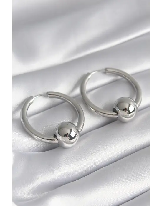  Gümüş Halka Top Model Çelik Küpe