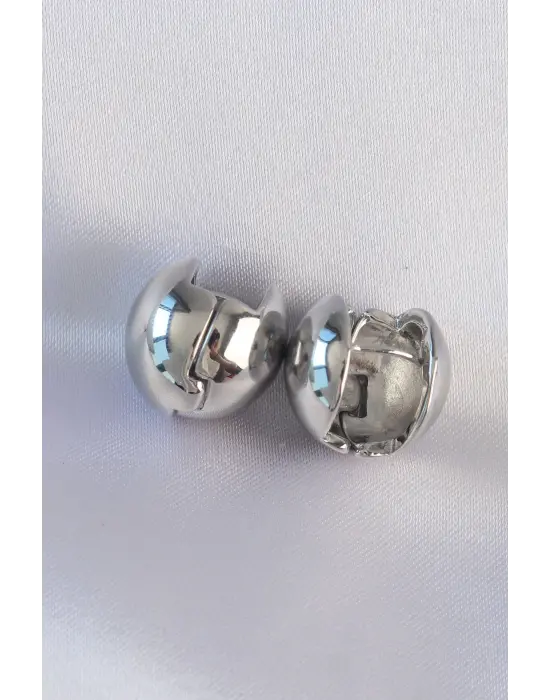  Gümüş İçi Boş Minimal Topçuk Küpe