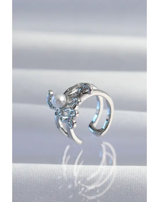  Gümüş İncili Ahtapot Earcuff Küpe