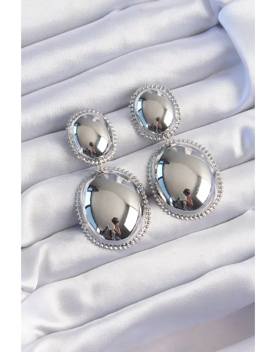  Gümüş İri Bombeli İşlemeli Küpe