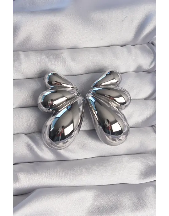  Gümüş İri Bombeli Kelebek Küpe