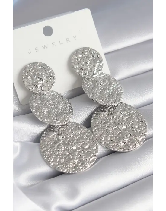  Gümüş İşleme Detay Plaka Sallantı Model Çelik Küpe