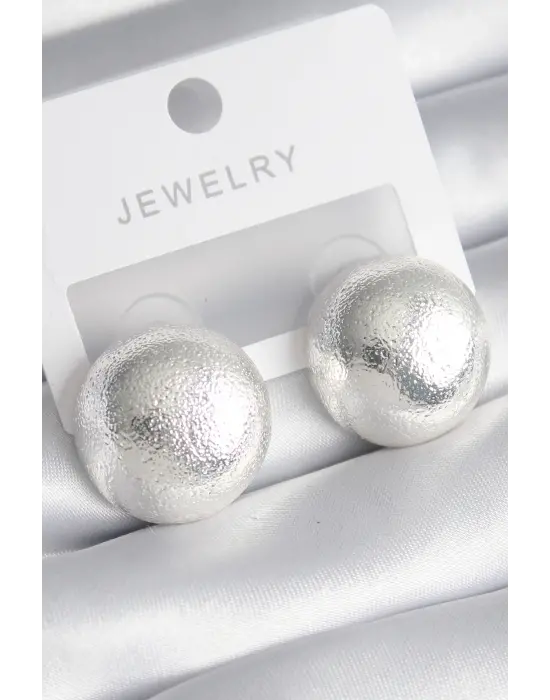  Gümüş İşleme Detay Top Model Çelik Küpe