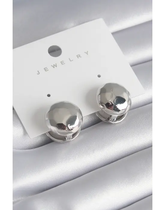  Gümüş İşleme Detay Top Model Çelik Küpe