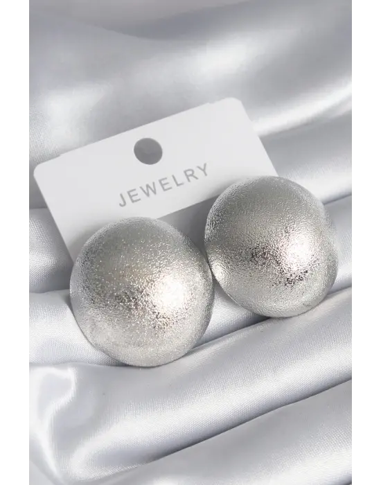  Gümüş İşleme Detay Yuvarlak Model Çelik Küpe