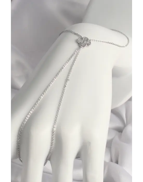 Çelik Gümüş Renk İşleme Detaylı Yonca Model Kadın Şahmeran