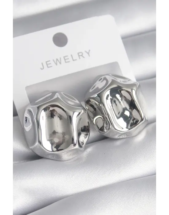  Gümüş İşlemeli Top Model Çelik Küpe